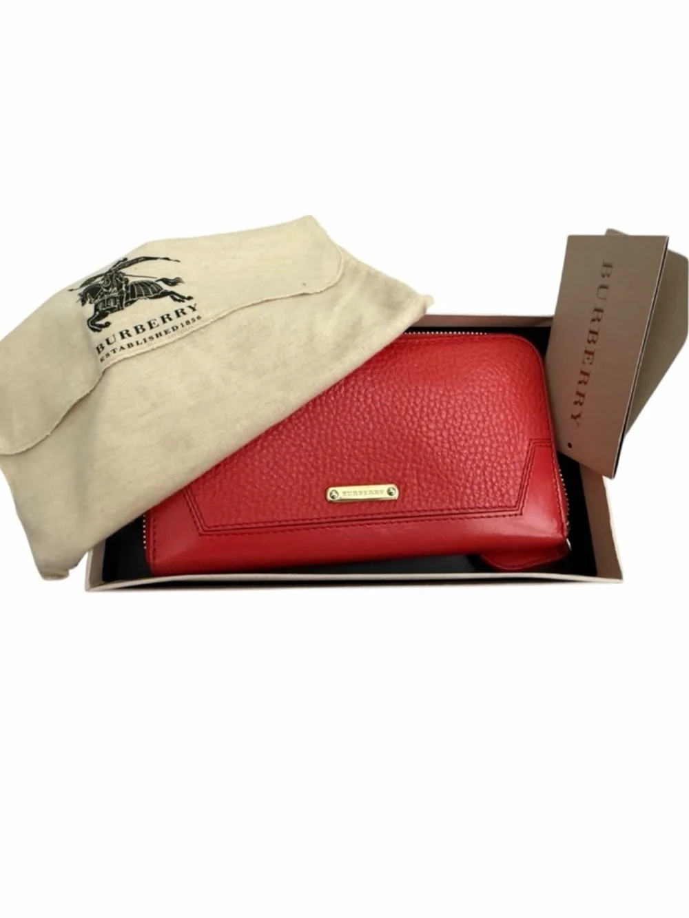 Burberry Ziggy Leather Continental Zip Around Wallet Full Inclusion